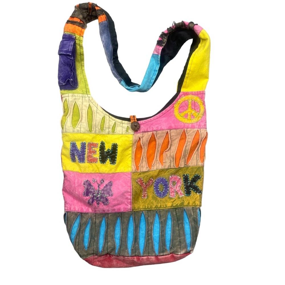 Unbranded Madras Cross Body 100% Cotton Bag Pocket on Strap More Pockets Inside